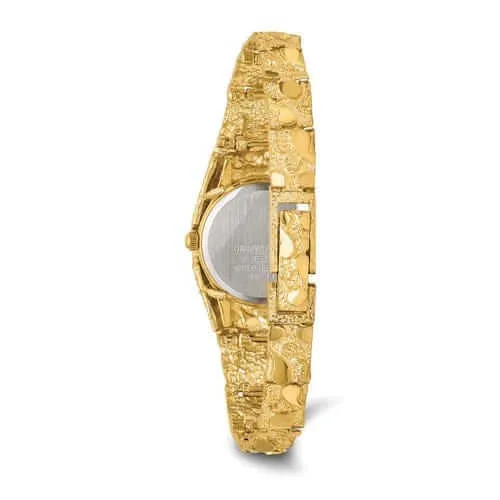 10k Yellow Gold Ladies Dial Circular Face Nugget Watch