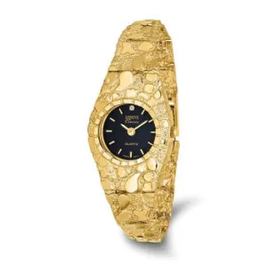 10k Yellow Gold Ladies Dial Circular Face Nugget Watch