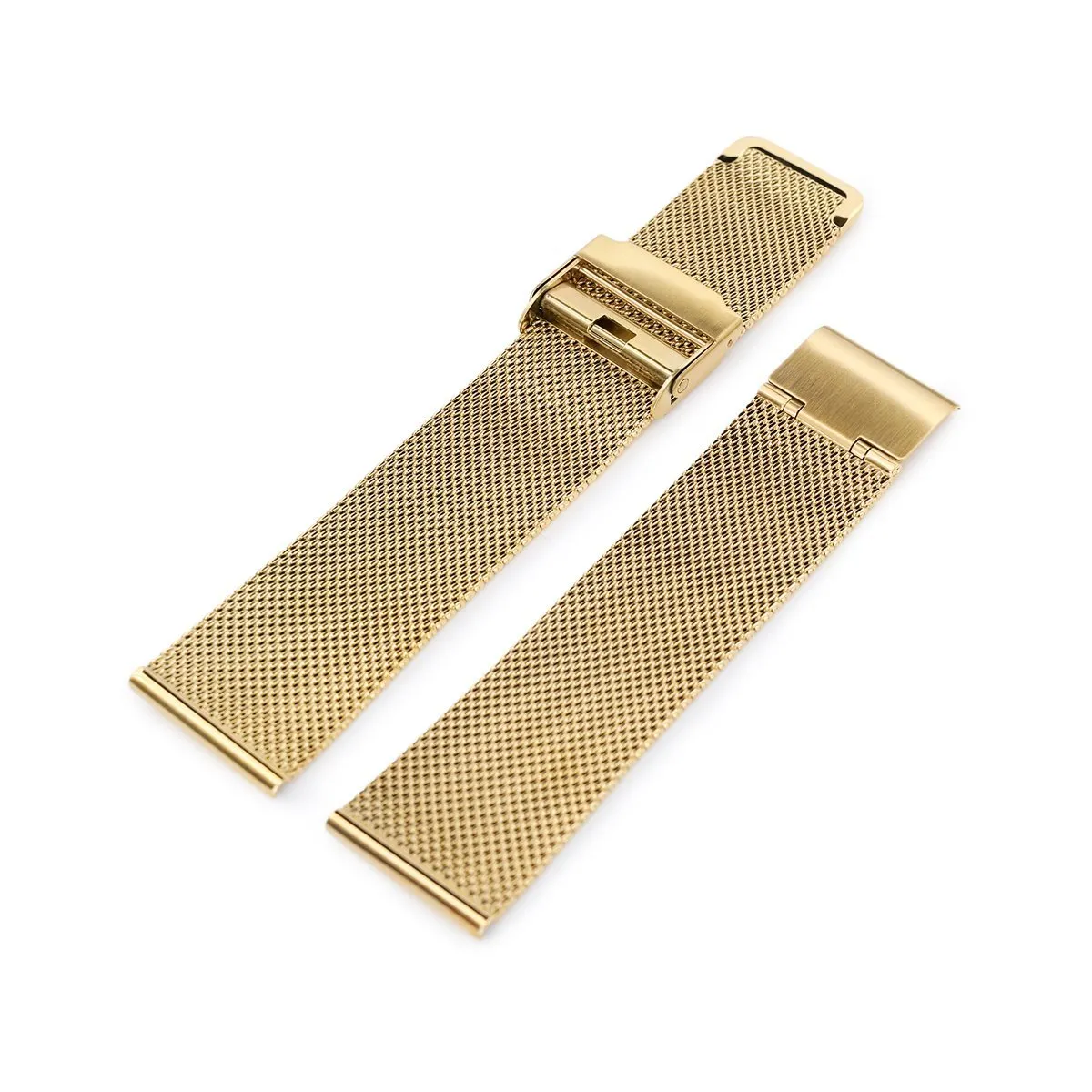 18mm, 20mm or 22mm Classic Vintage Knitted Superfine Wire Mesh Band, Polished IP Gold