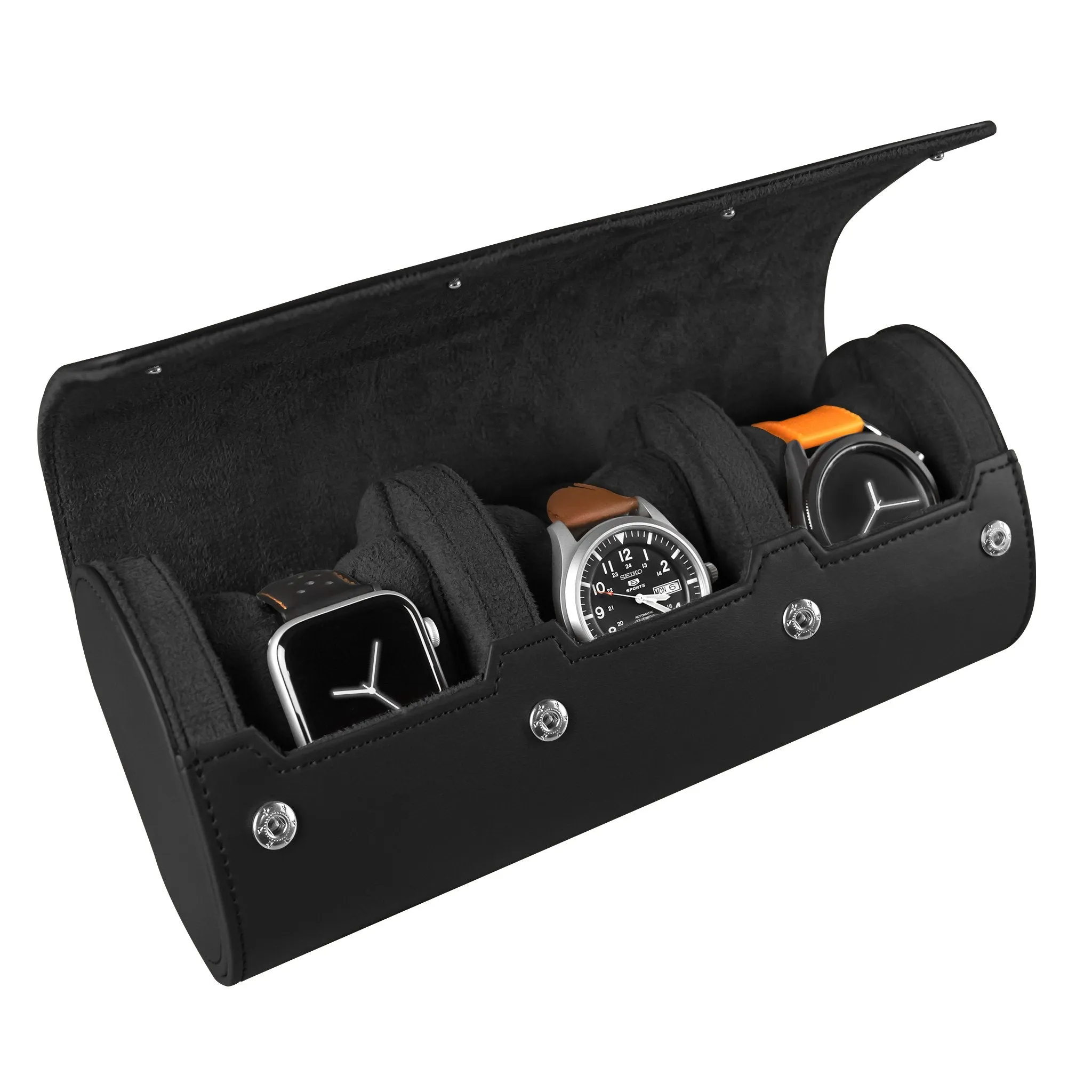 3 Watch Leather Watch Roll Travel Case