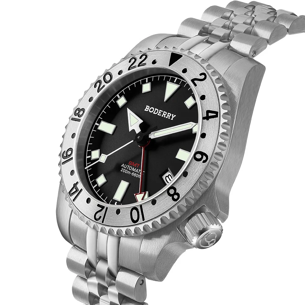 ADMIRAL GMT - 200M Waterproof Titanium Automatic Diver Watch | Black-Ti