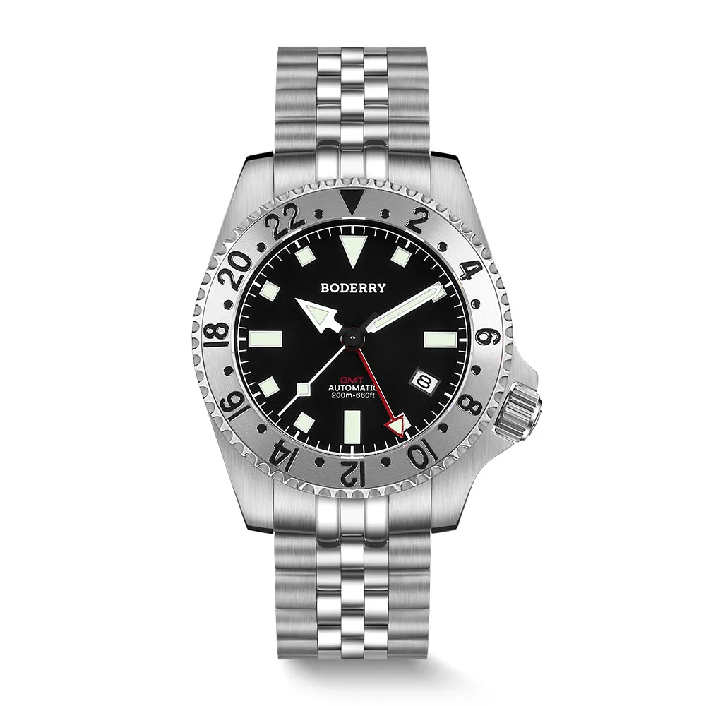 ADMIRAL GMT - 200M Waterproof Titanium Automatic Diver Watch | Black-Ti