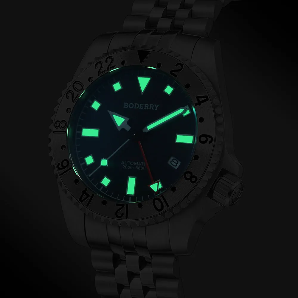 ADMIRAL GMT - 200M Waterproof Titanium Automatic Diver Watch | Black-Ti