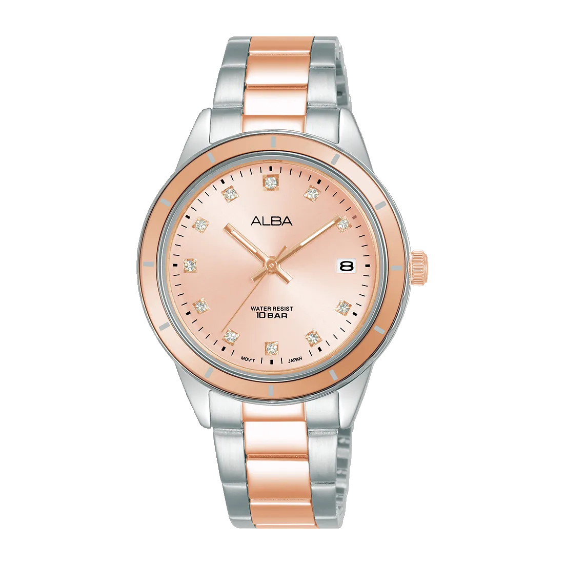 Alba Active Dress 100M Rose Gold Dial Womens Watch AG8M83X