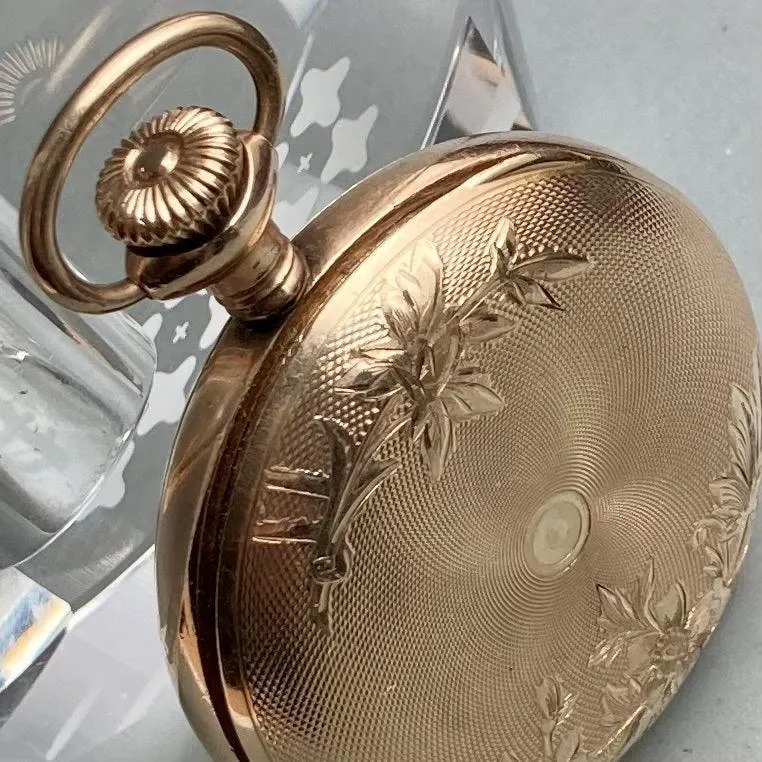 Antique Pocket Watch N.robert Manual 1890s 41mm Vintage Hunter Case Gold