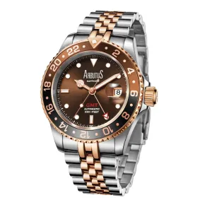 ARBUTUS DIVE INSPIRED AR2102TRFS GMT STAINLESS STEEL MEN'S WATCH