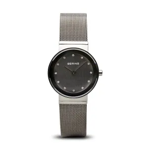 Bering Classic Polished Silver Mesh Swarovski Watch