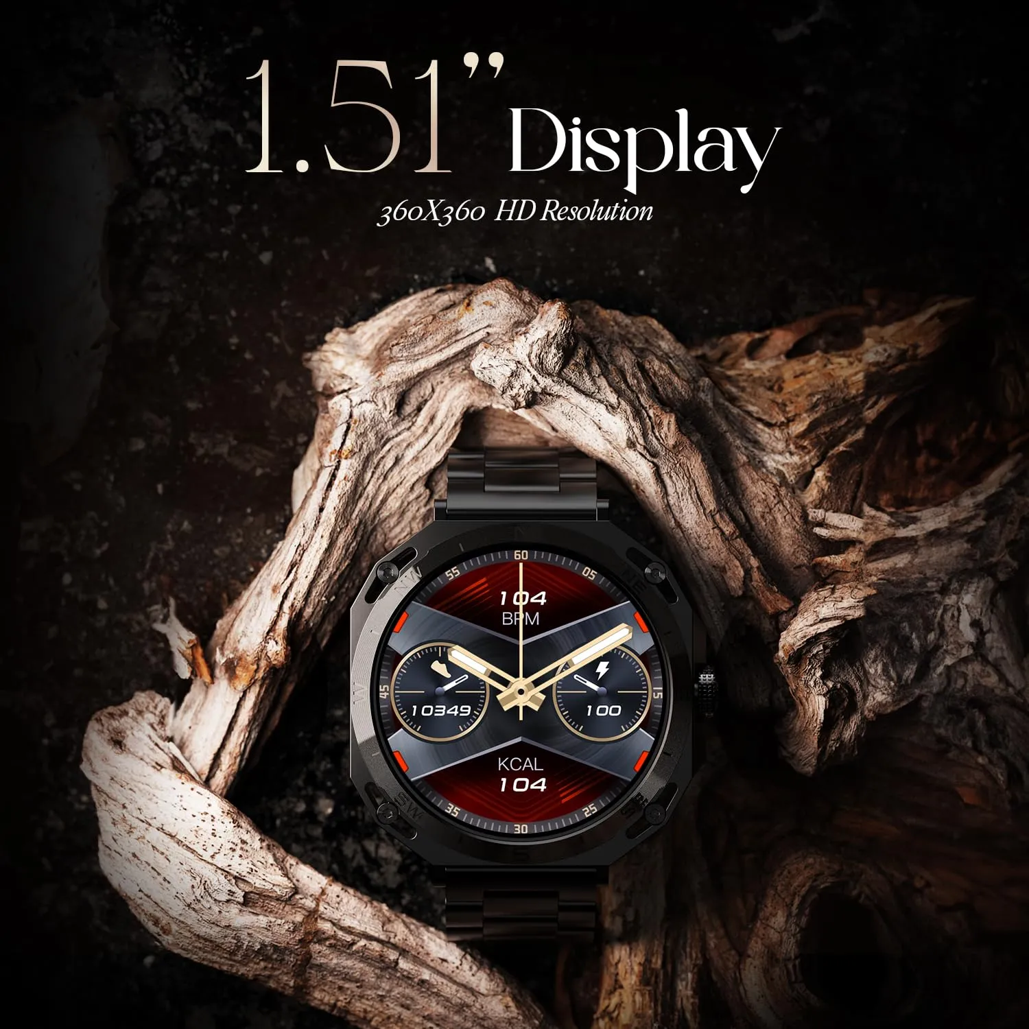 boAt Newly Launched Enigma Z20 Smart Watch with 1.51” HD Display, Luxurious Metal Body Design,Save Upto 250 Contacts,SOS, Password,Built-in Games,Voice Assistant,HR&Sp02 Monitoring,IP68(Metal Black)