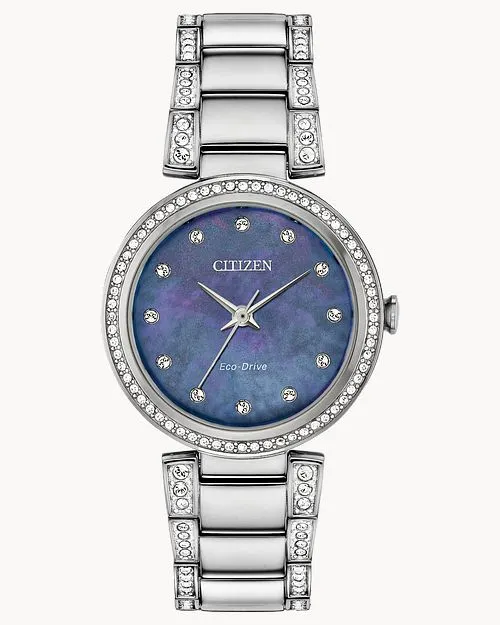 Citizen Silhouette Crystal Blue Dial Stainless Steel Watch EM0840-59N