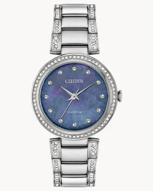 Citizen Silhouette Crystal Blue Dial Stainless Steel Watch EM0840-59N