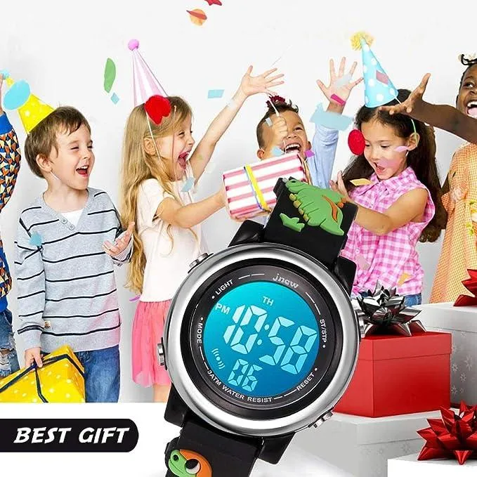 Cofuo Kids Digital Sport Waterproof Watch for Girls Boys, Kid Sports Outdoor LED  Wristwatch Dinosaur