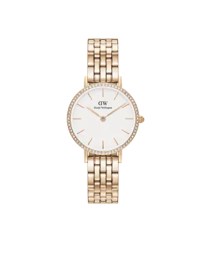 Daniel Wellington Petite 28 Bezel 5-Link White & Rose Gold Watch