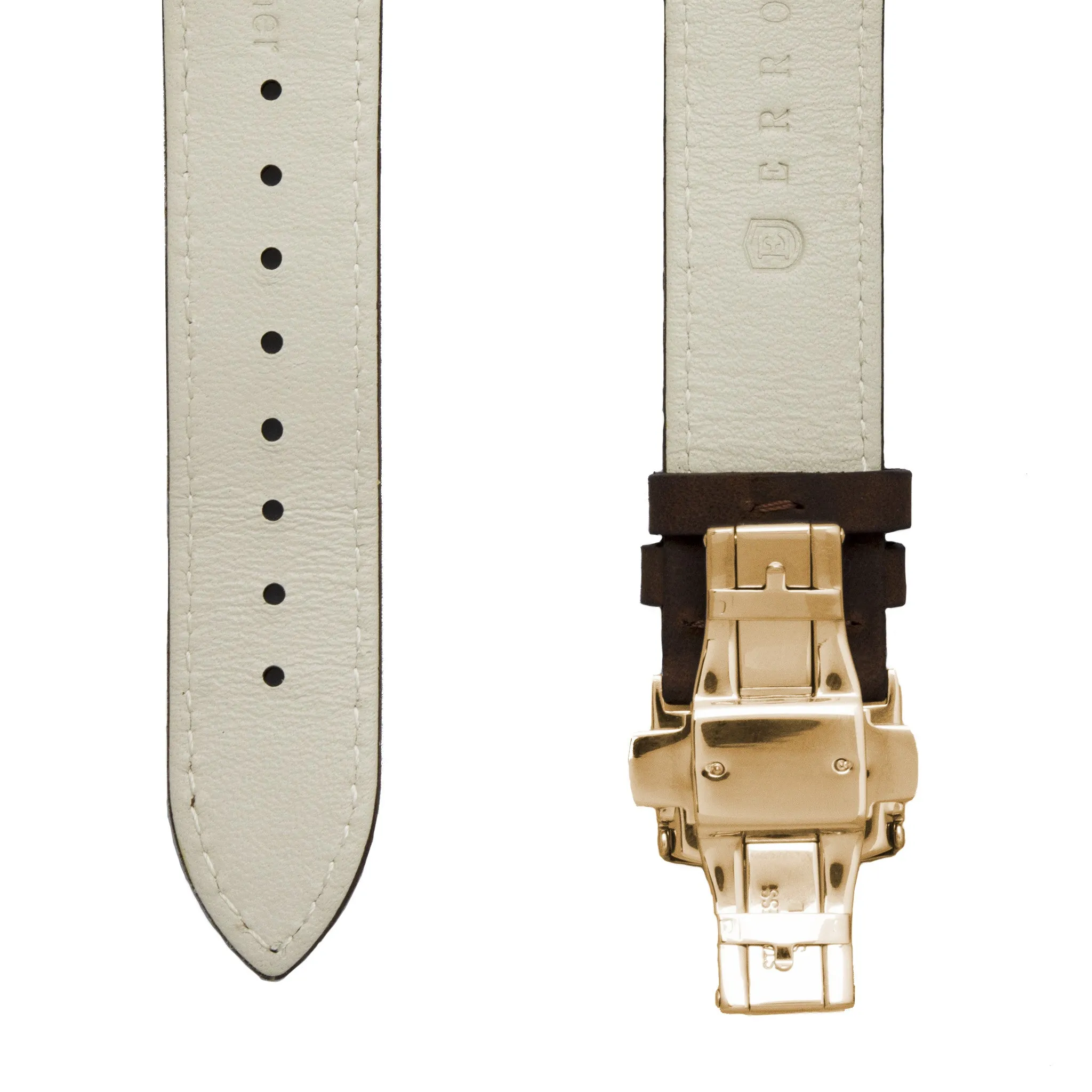 Dark Brown Italian Crazy Horse Leather Strap with Rose Gold Clasp