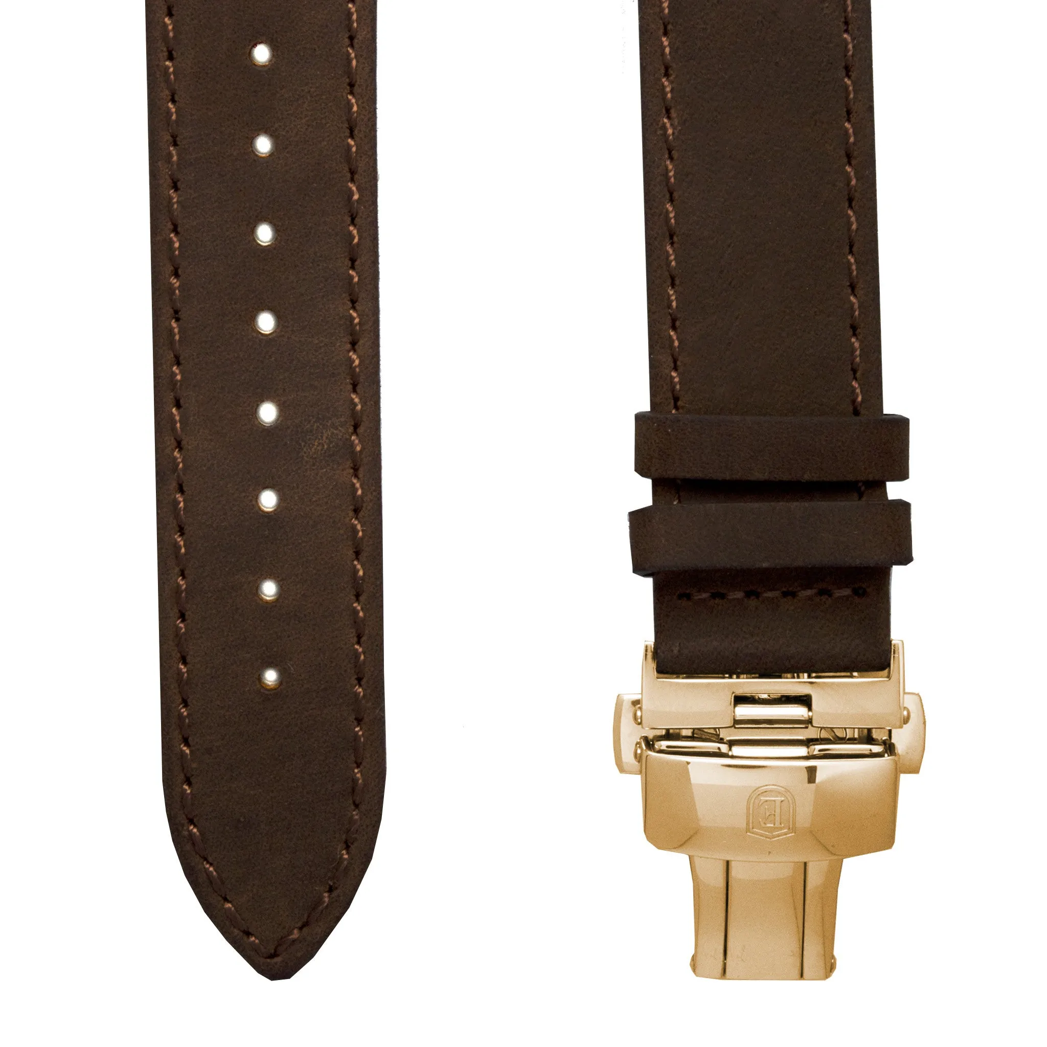 Dark Brown Italian Crazy Horse Leather Strap with Rose Gold Clasp