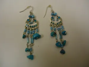 Designer Fashion Earrings Drop/Dangle Metal Faux Stone Female Adult Blues -- Used