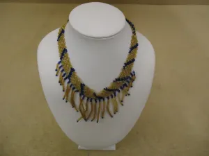 Designer Fashion Necklace 13in L Beaded/Strand Bib Female Adult Browns/Blues -- Used