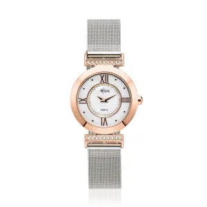 Eclipse Crystal Set Mother of Pearl Dial Two Tone Ladies Watch