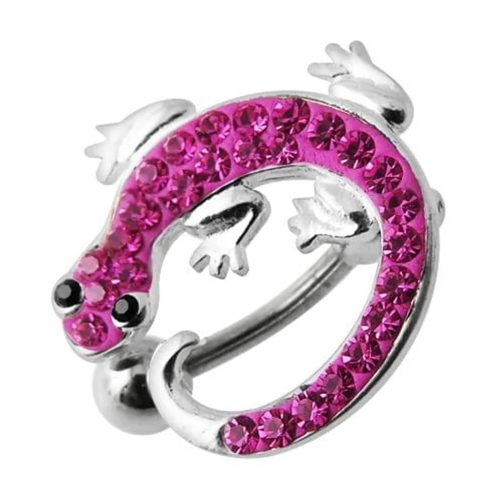 Fancy Jeweled Colorful Lizard Dangling Navel Ring