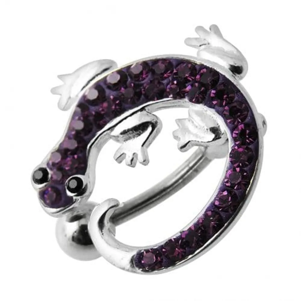 Fancy Jeweled Colorful Lizard Dangling Navel Ring