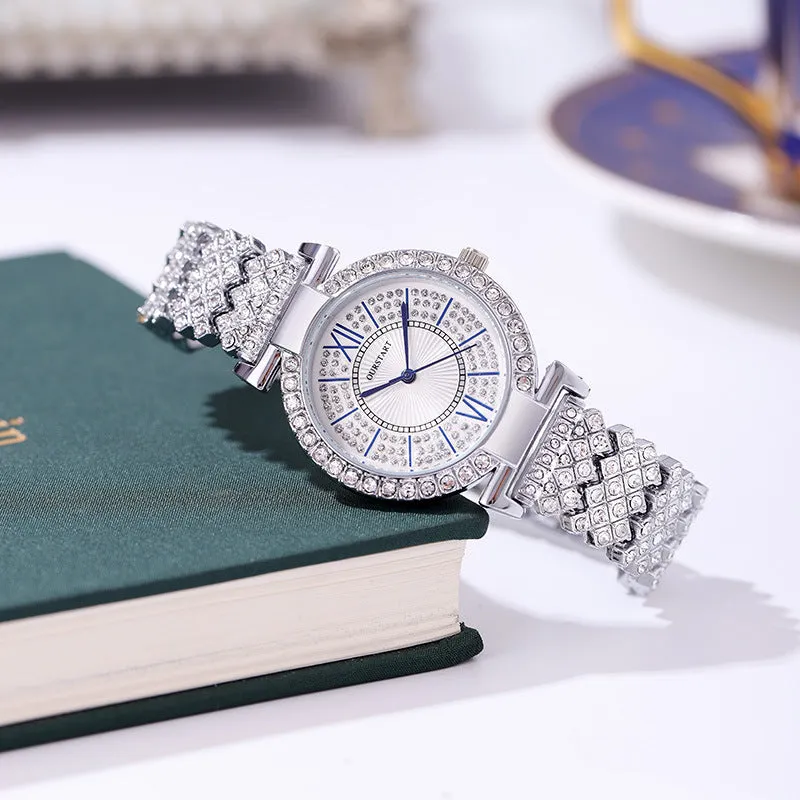 Fashion Women Luxury Diamond Watches Bracelet Ladies Quartz Watch Rose Gold Womens Wristwatch Crystal