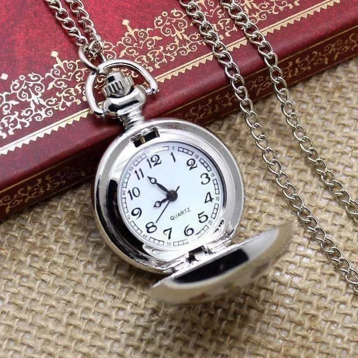 Folk Art Bird Enamel Mini Pocket Watch Necklace