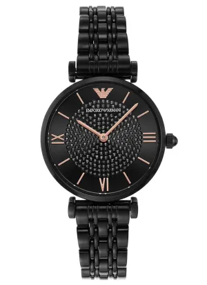 Giant Black Dial Crystal Women's Watch