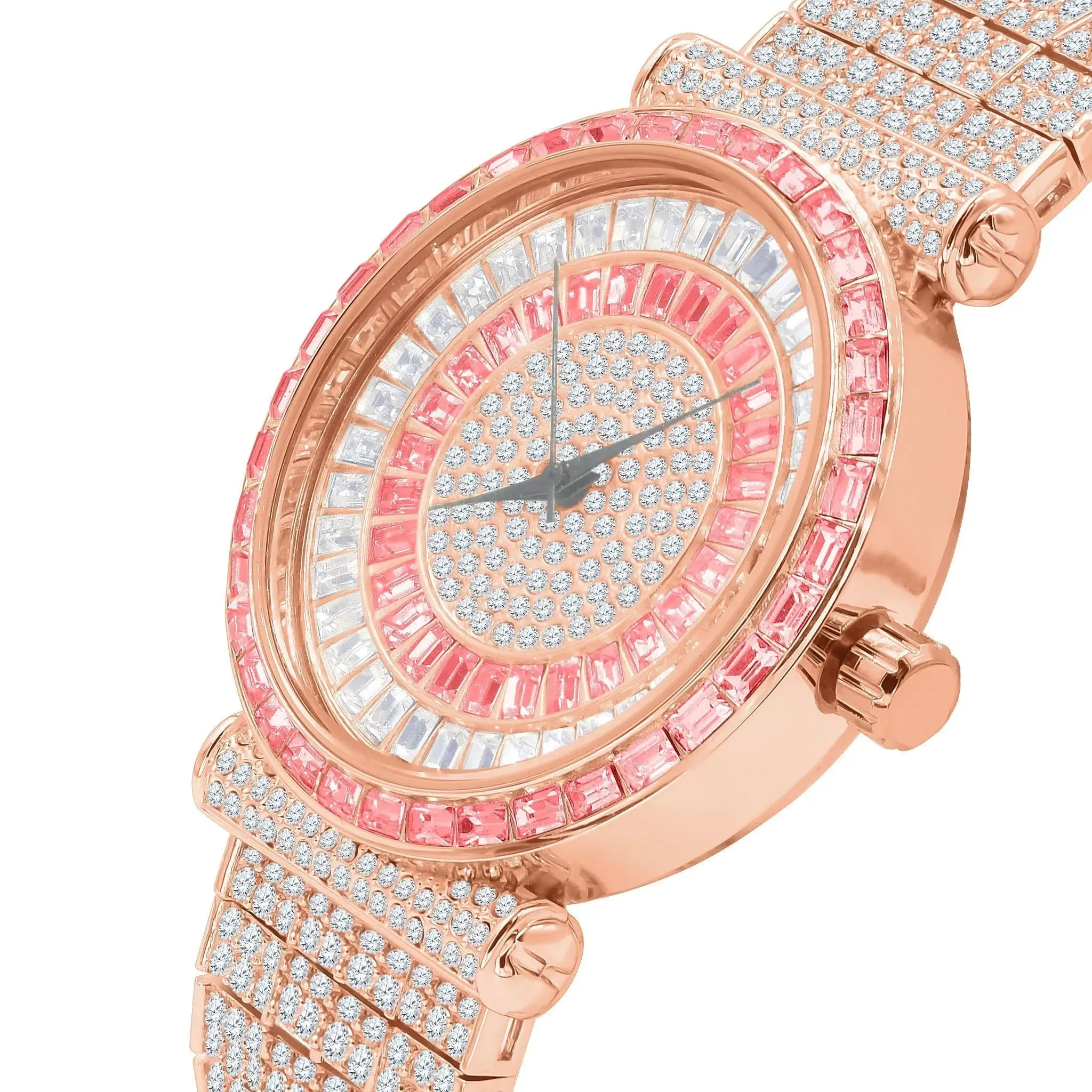 Glamorous Rhodium-Plated Cubic Zirconia Timepiece