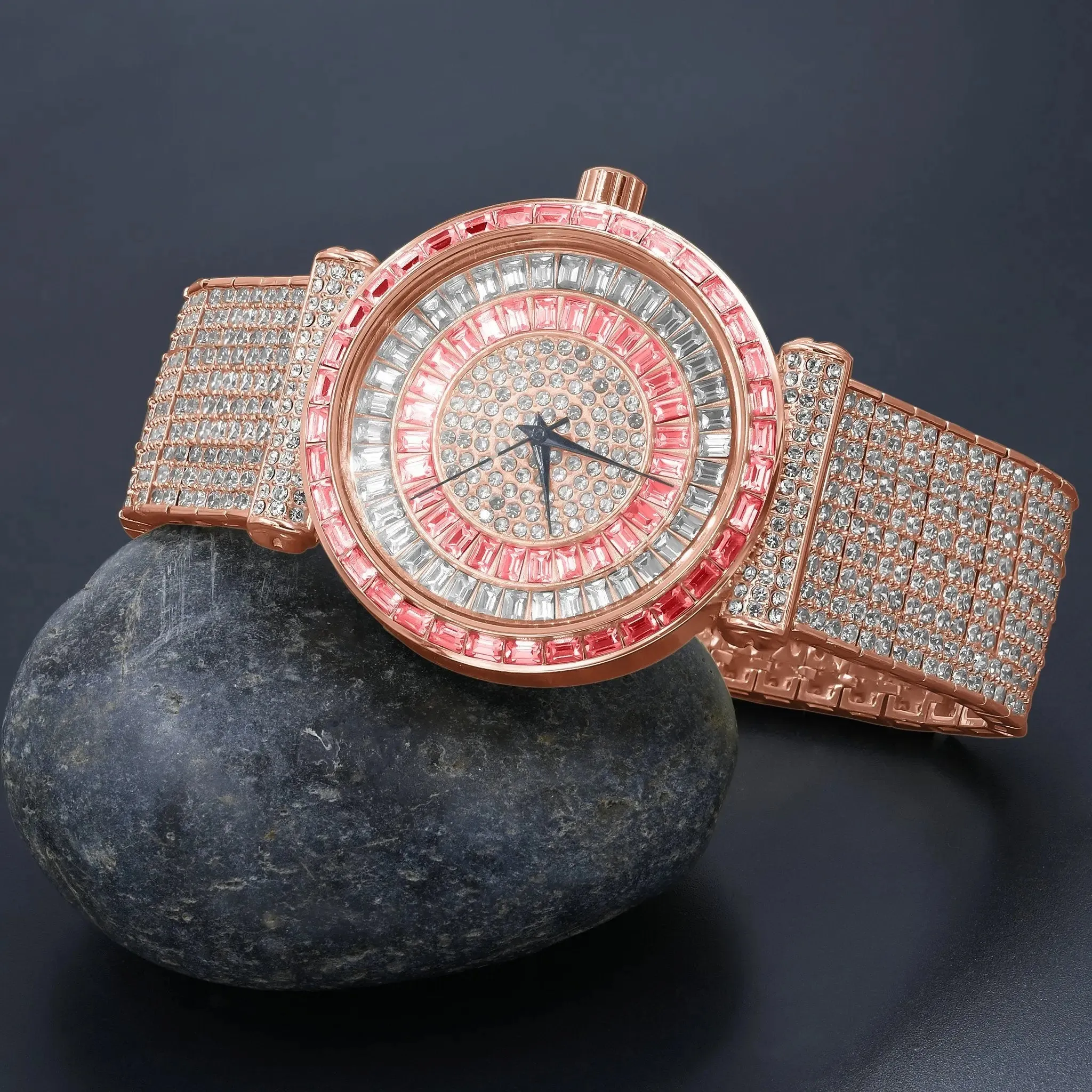 Glamorous Rhodium-Plated Cubic Zirconia Timepiece