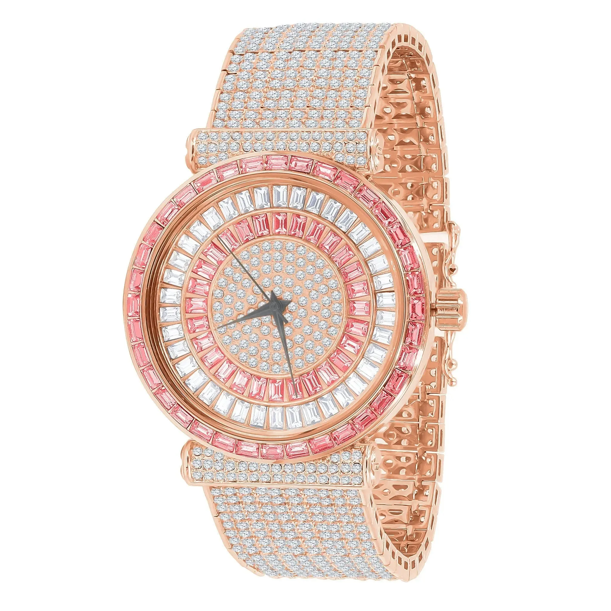 Glamorous Rhodium-Plated Cubic Zirconia Timepiece