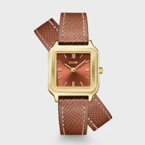 Gracieuse Petite Watch Double Leather, Nutshell, Gold Colour