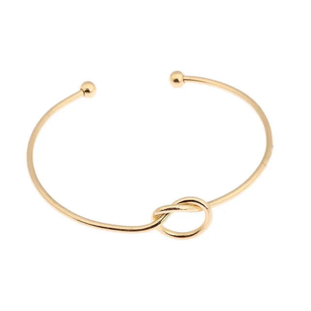 Hot Classic Simple Chic Silver\Gold\Black Knot Bangles Charm Bangle Adjustable Statement Jewelry for women Gifts Fee shipping