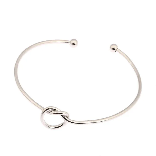 Hot Classic Simple Chic Silver\Gold\Black Knot Bangles Charm Bangle Adjustable Statement Jewelry for women Gifts Fee shipping