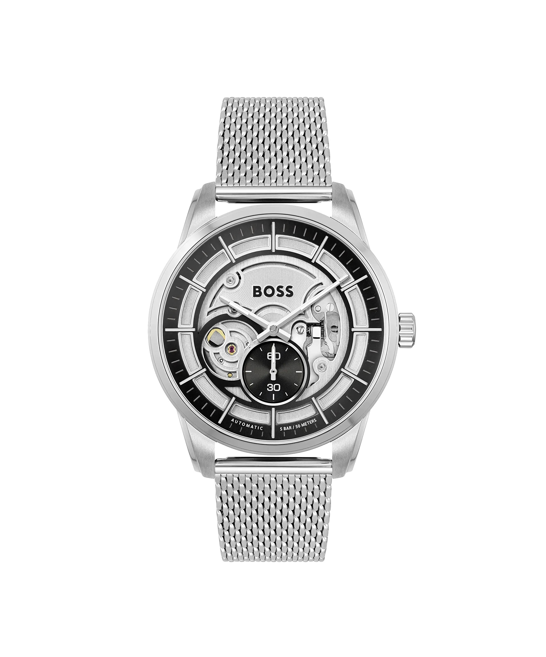 Hugo Boss Stainless Steel Sophio Analog Black Dial Men Watch-1513945, Silver Band