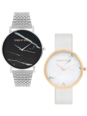 Joker & Witch Marge & Homer Couple Watch Gift Set for Men and Women