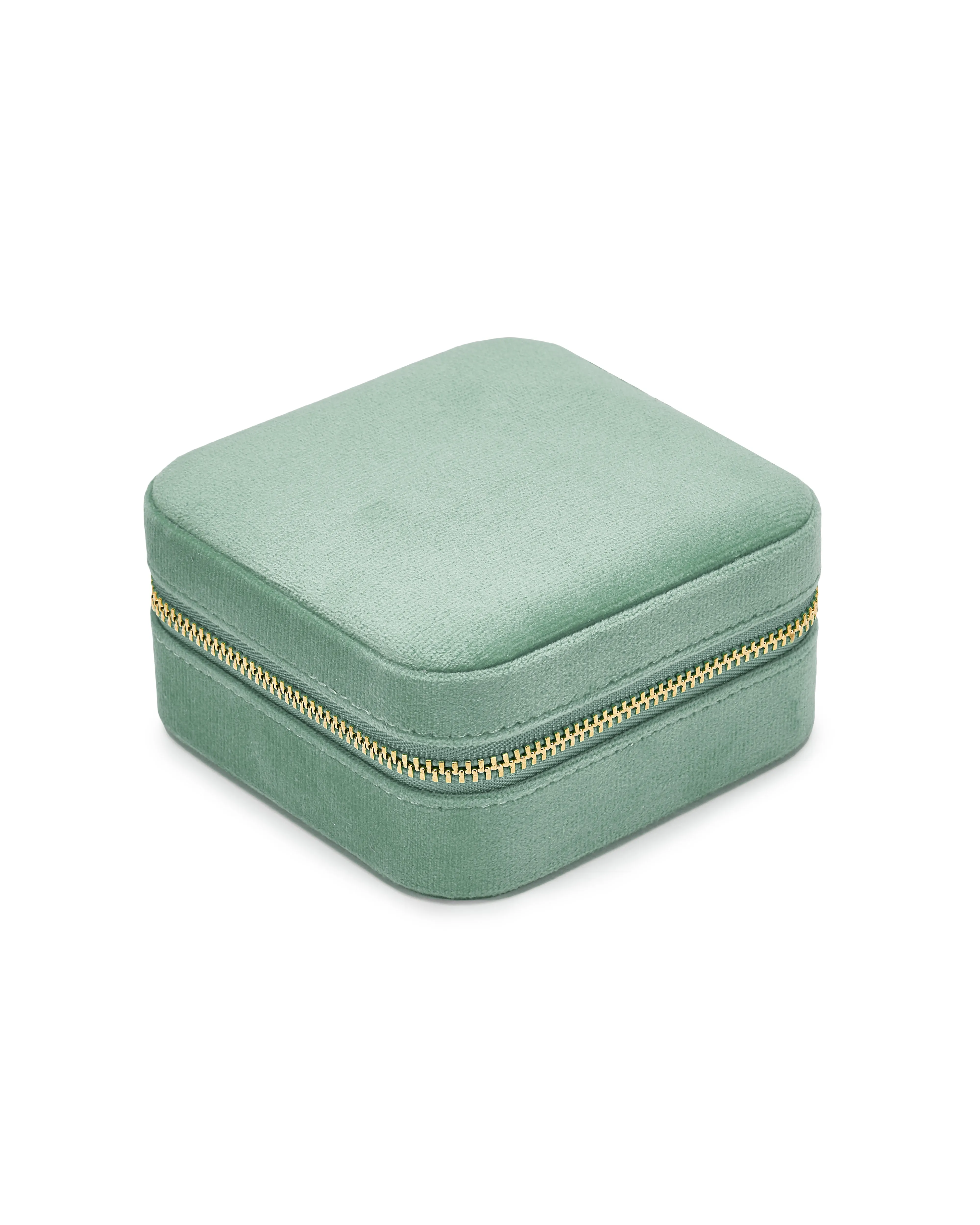 Luxurious French Green Velvet Travel Jewellery Box