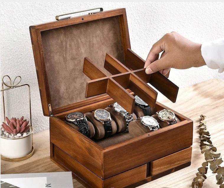 Luxury Wooden Watch Box Side Drawer ( 8slot 2 draz)