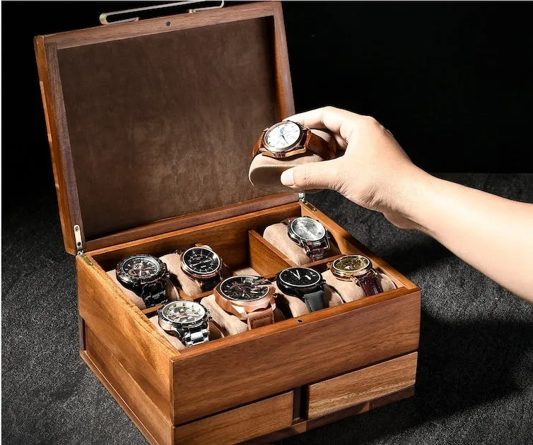 Luxury Wooden Watch Box Side Drawer ( 8slot 2 draz)