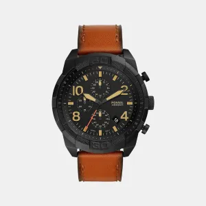 Men's Black Leather Chronograph Watch FS5714