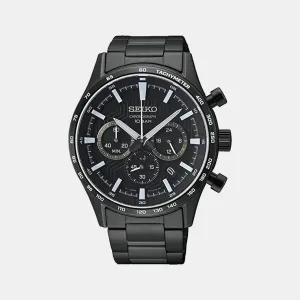 Men's Black Stainless Steel Chronograph Watch SSB415P1