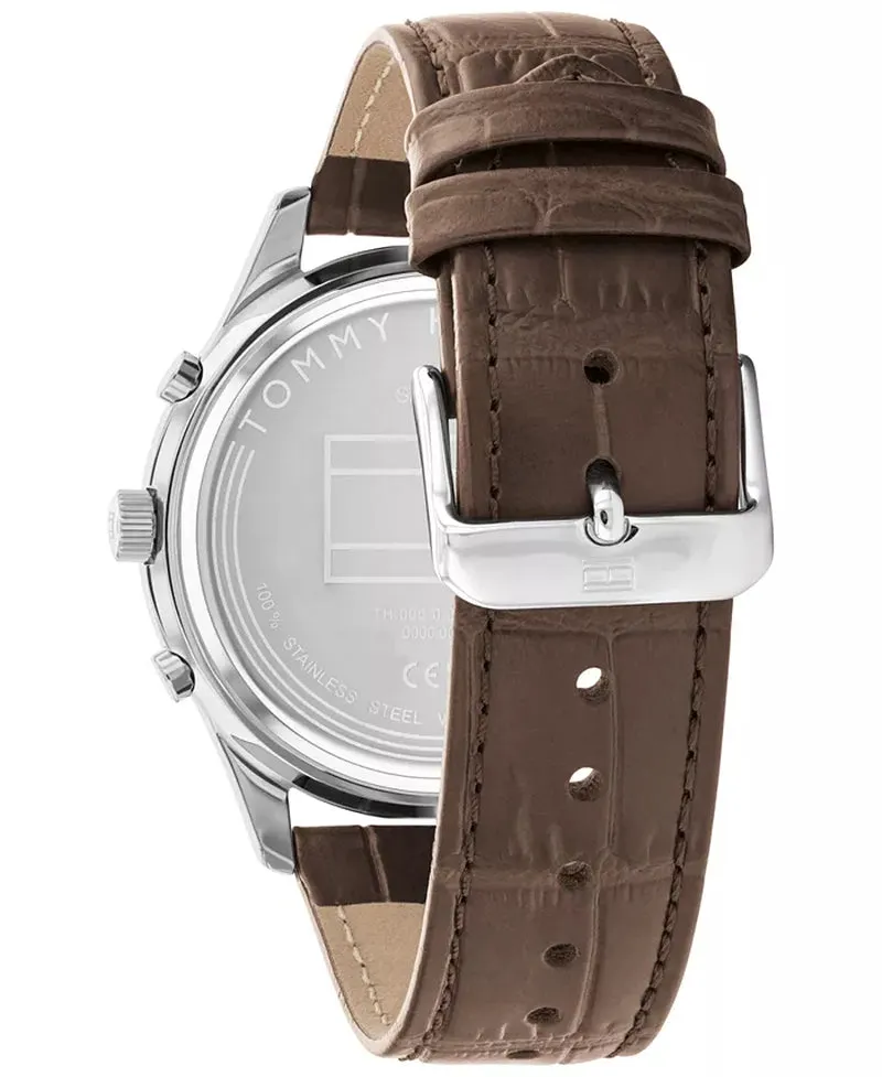 Men'S Brown Leather Strap Watch 44Mm