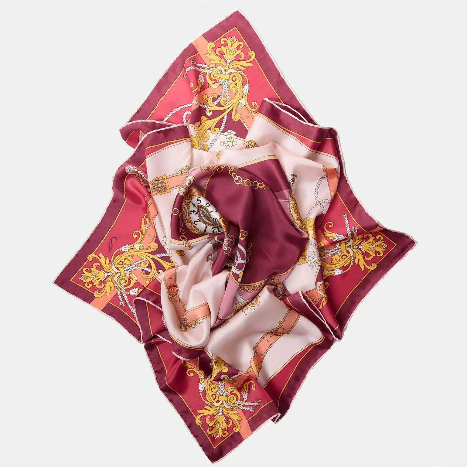 Moment in Time - Hand Rolled Silk Foulard - Magenta