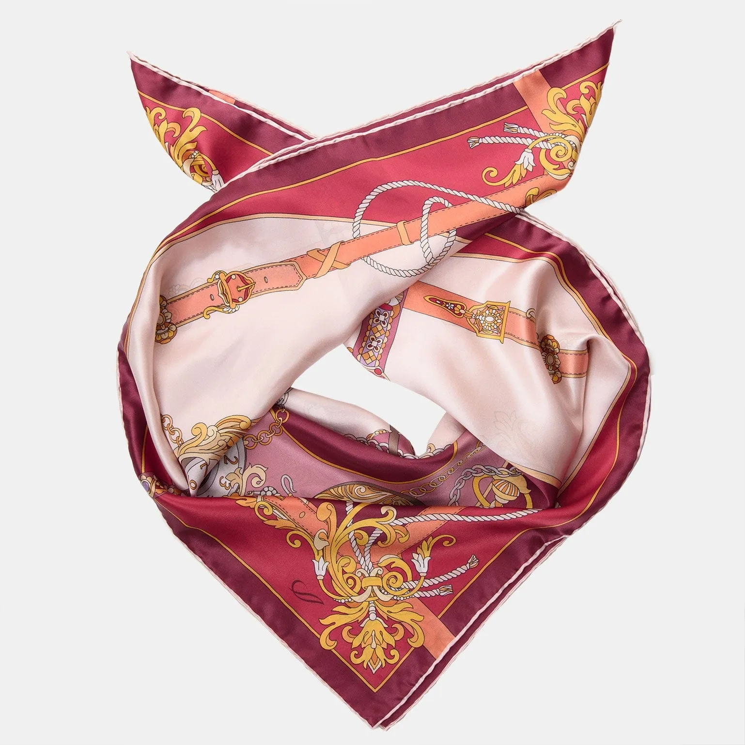 Moment in Time - Hand Rolled Silk Foulard - Magenta