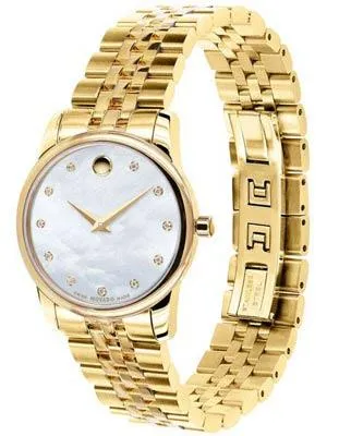 Movado Womens Diamond Museum Classic - Gold-Tone - MOP Dial - Bracelet