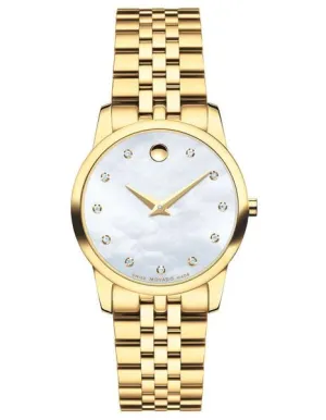 Movado Womens Diamond Museum Classic - Gold-Tone - MOP Dial - Bracelet