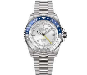 Oceaneva Men's Automatic GMT Watch 1250m  Silver Dial Watch