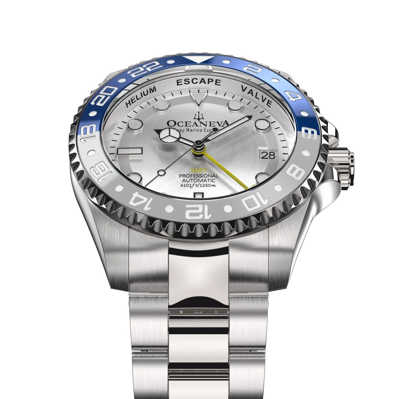 Oceaneva Men's Automatic GMT Watch 1250m  Silver Dial Watch