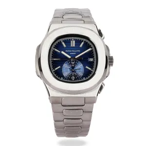 Patek Philippe Geneve Blue Face Stainless Steel Watch