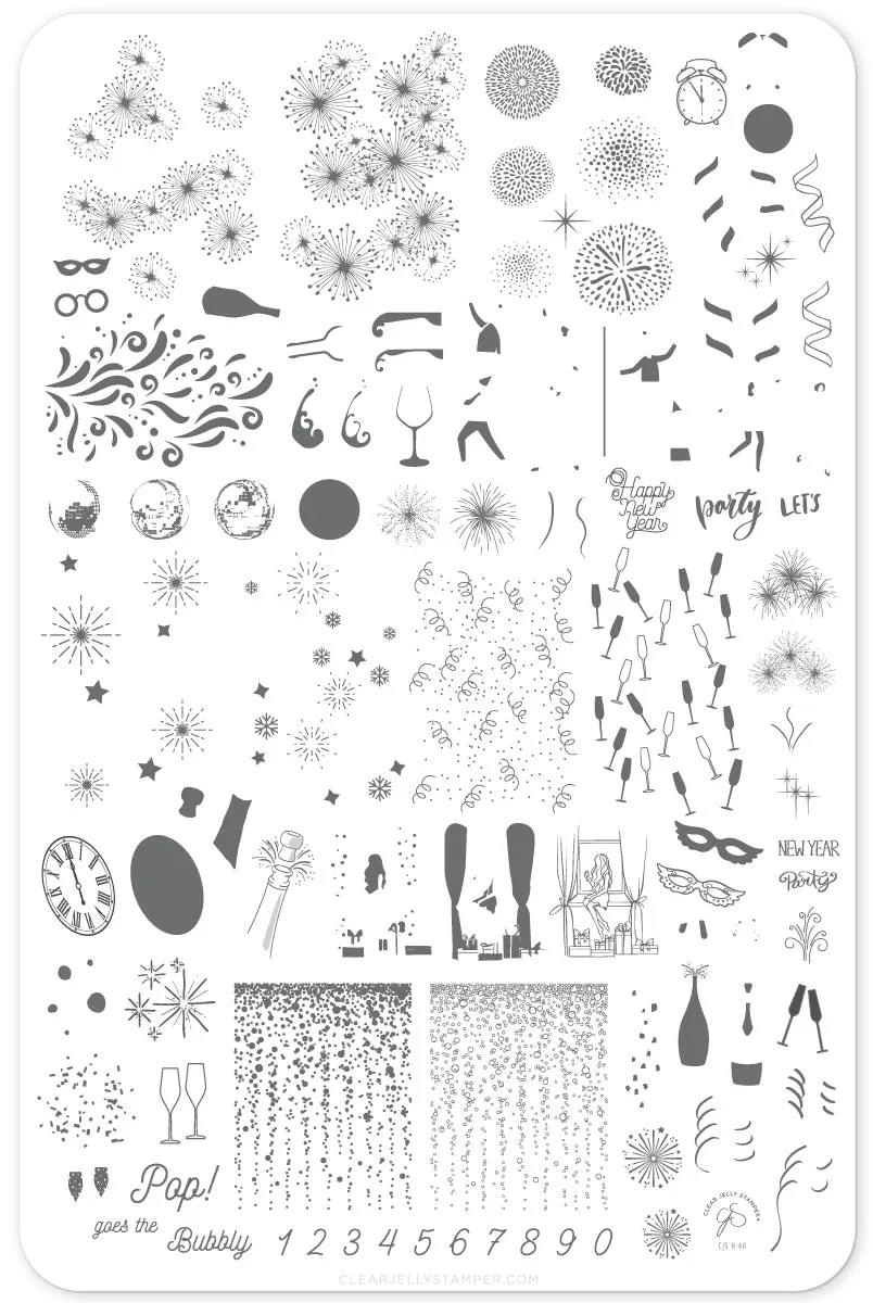 Pop the Bubbly (CjSH-48) Steel Nail Art Layered Stamping Plate