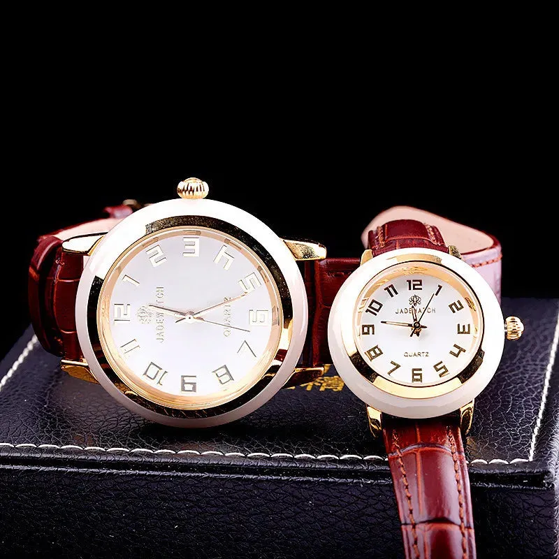 Seakoss Top Brand Quality Man Watch Couple Watches Antique Jade woman Watch Classic Real Leather Band Quartz men’ s Watch