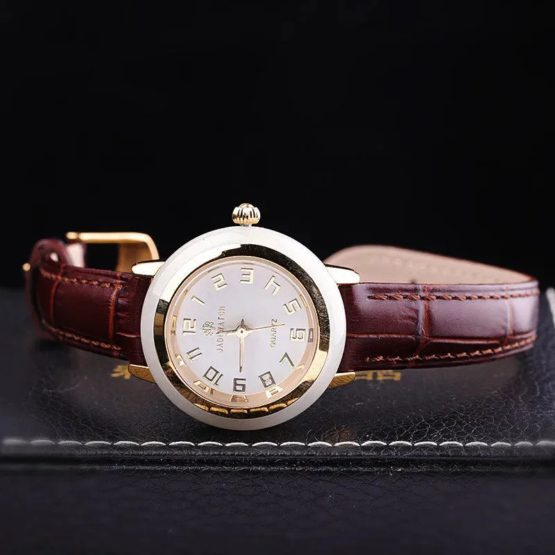 Seakoss Top Brand Quality Man Watch Couple Watches Antique Jade woman Watch Classic Real Leather Band Quartz men’ s Watch